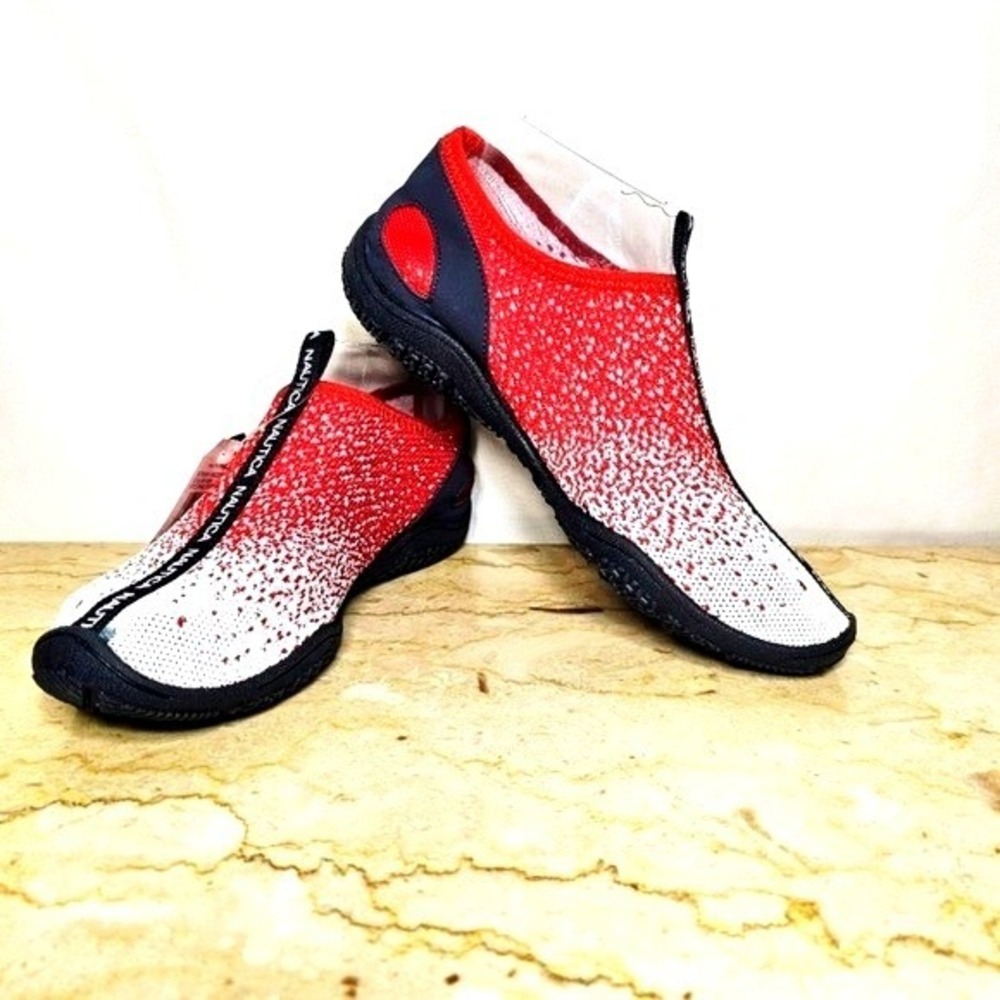 Nautica Women Red White Blue Francess Slip-on Water Shoes